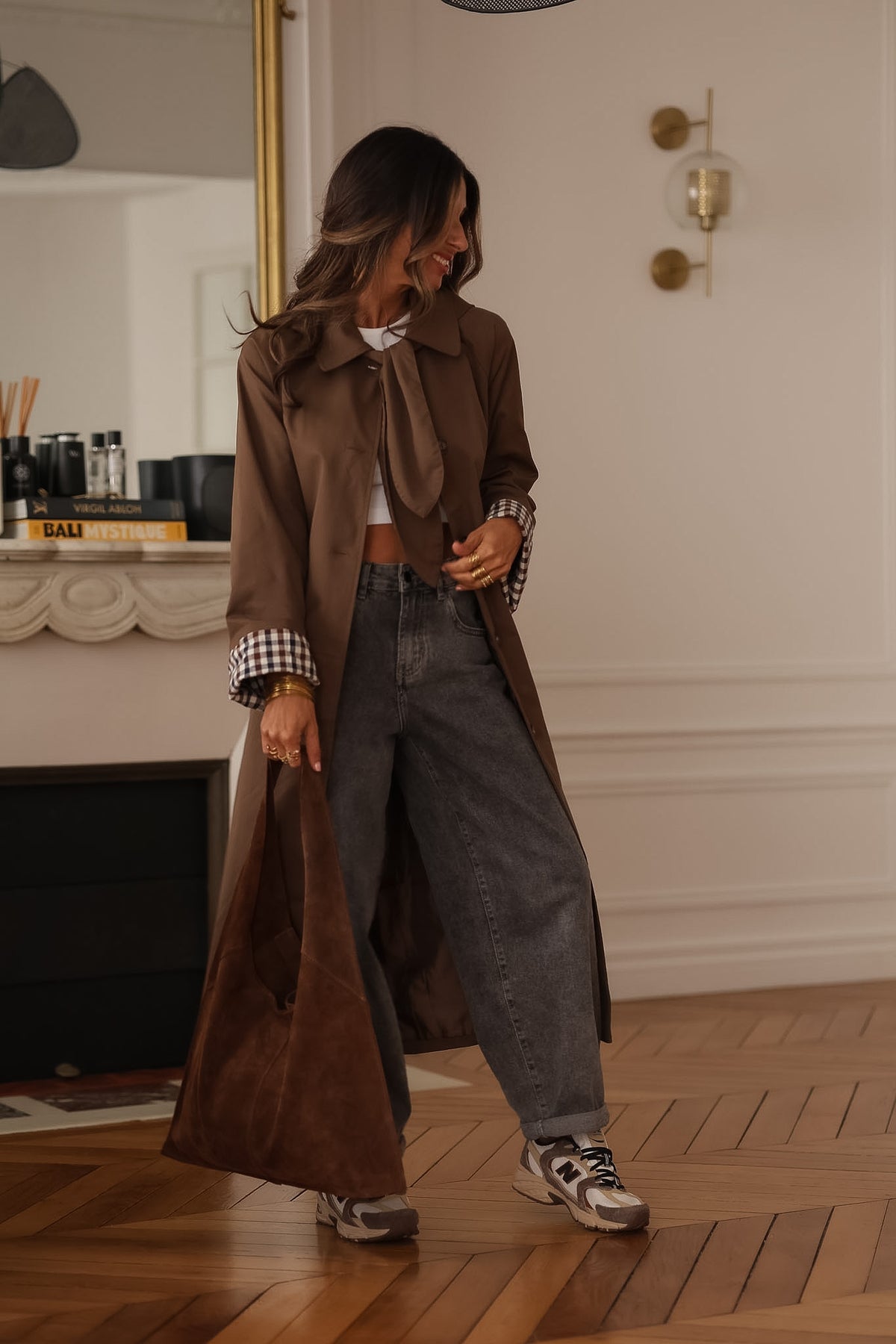 Trench long Sixtine marron