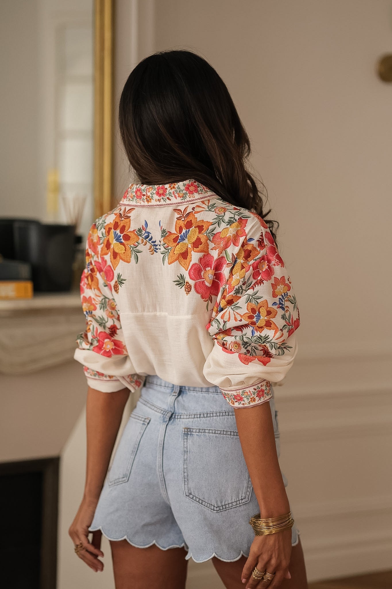 Chemise femme écrue imprimée coupe fluide loose Poppy (vue 7)