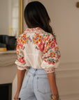 Chemise femme écrue imprimée coupe fluide loose Poppy (vue 7)