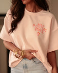 T-shirt femme rose clair motif Only positive vibes imprimé au dos (vue 5)
