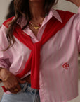 Chemise femme Sully en coton à rayures avec faux pull amovible (vue 6)