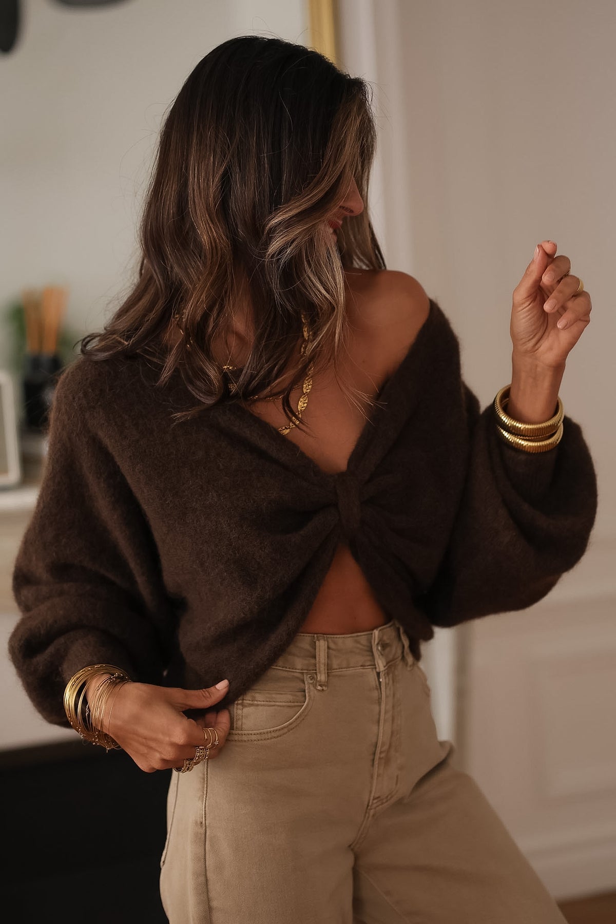 Pull Oria marron
