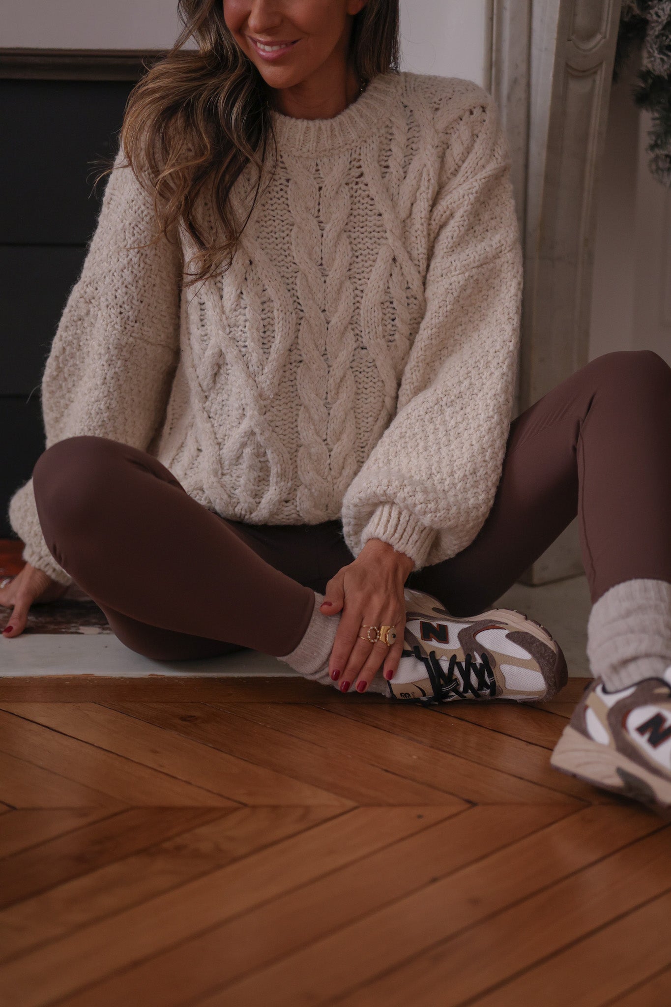 Pull Collynn torsadé beige