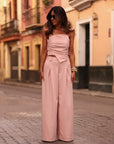 Ensemble Pia rose poudré, bustier et pantalon large (vue 8)