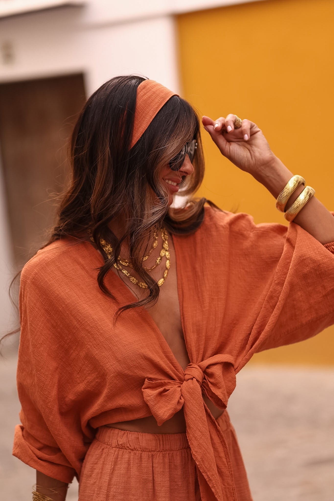 Ensemble Belize terracotta, top noué, short et bandeau (vue 9)