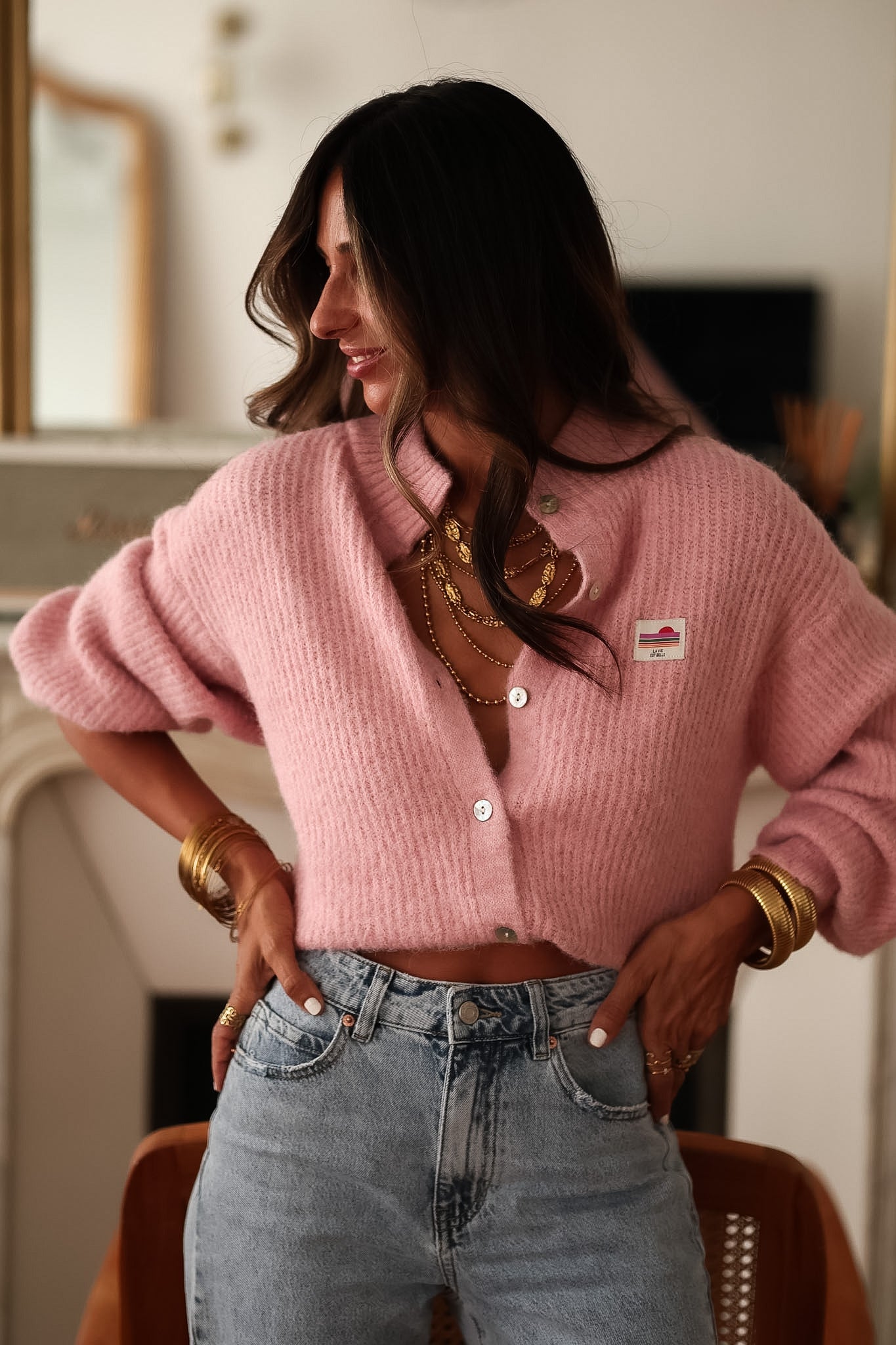 Gilet Flavie rose