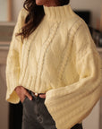 Pull femme jaune col montant torsadé taille unique (vue 8)