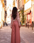 Pantalon Rafael rose terracotta, coupe large à pinces (vue 9)