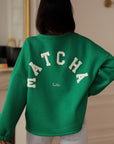 Sweat femme vert Matcha latte col rond (vue 2)