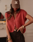 Gilet Noa sans manches terracotta en mohair