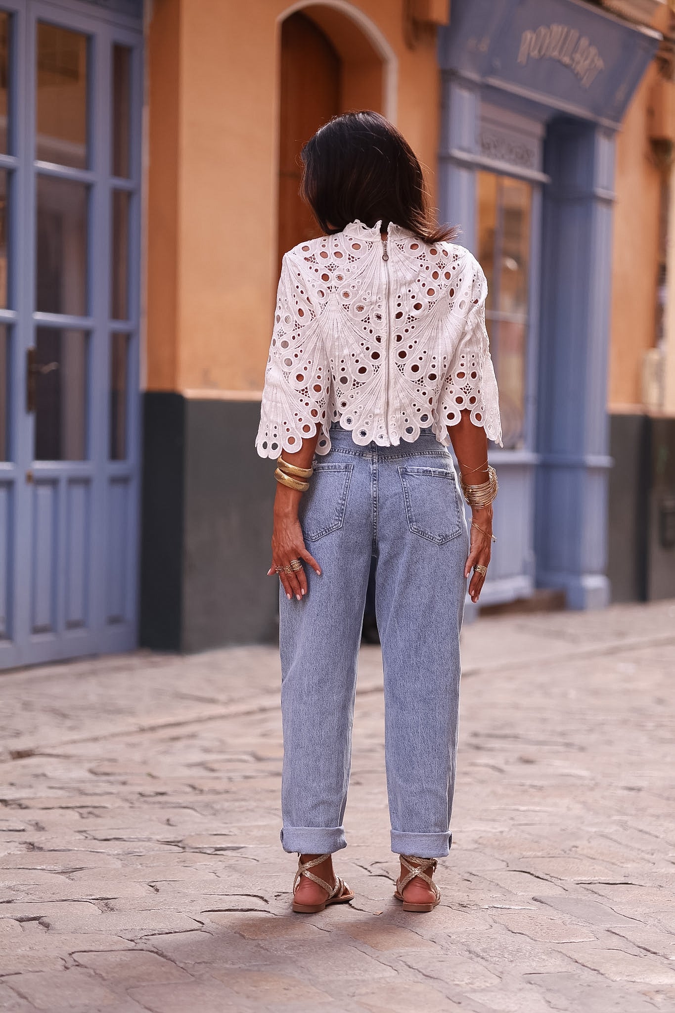 Jean Octave bleu clair, coupe mom taille mi-haute (vue 5)