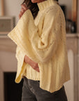Pull femme jaune col montant torsadé taille unique (vue 4)