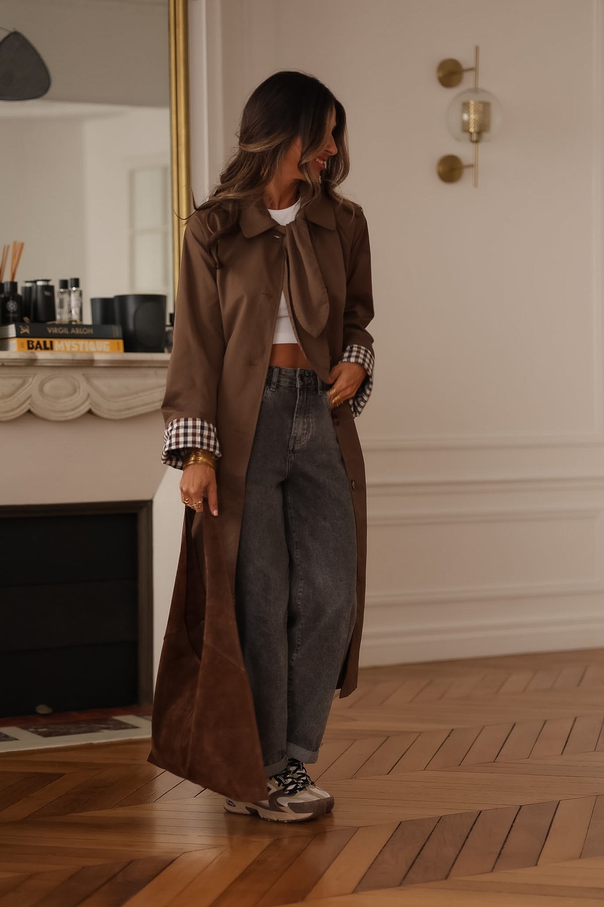Trench long Sixtine marron