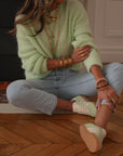 Pull vert femme col rond doux taille unique (vue 4)