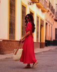 Robe Célinda longue rouge
