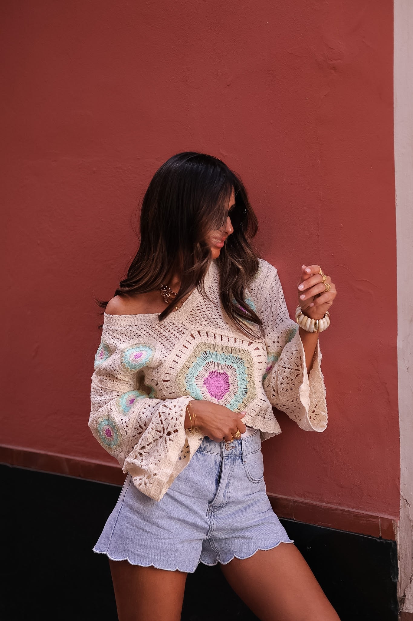 Blouse Hope blouse femme crochet ecru manches longues motifs boheme