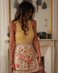 Jupe-short Rosalia écrue avec imprimé floral et taille élastique (vue 3)