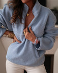 Polaire femme bleue à zip col montant (vue 2)