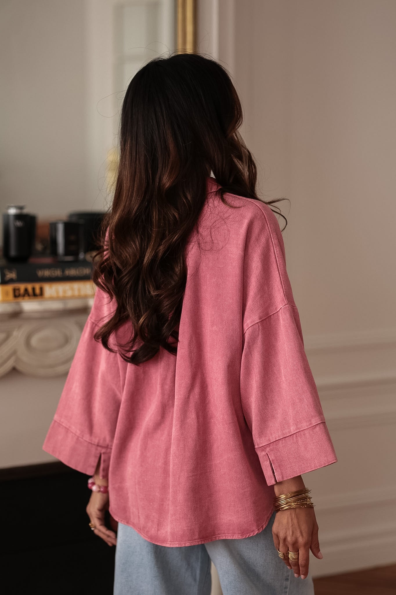 Chemise Callas rose en jean