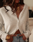 Gilet gris femme doux et boutonné coupe confortable (vue 3)