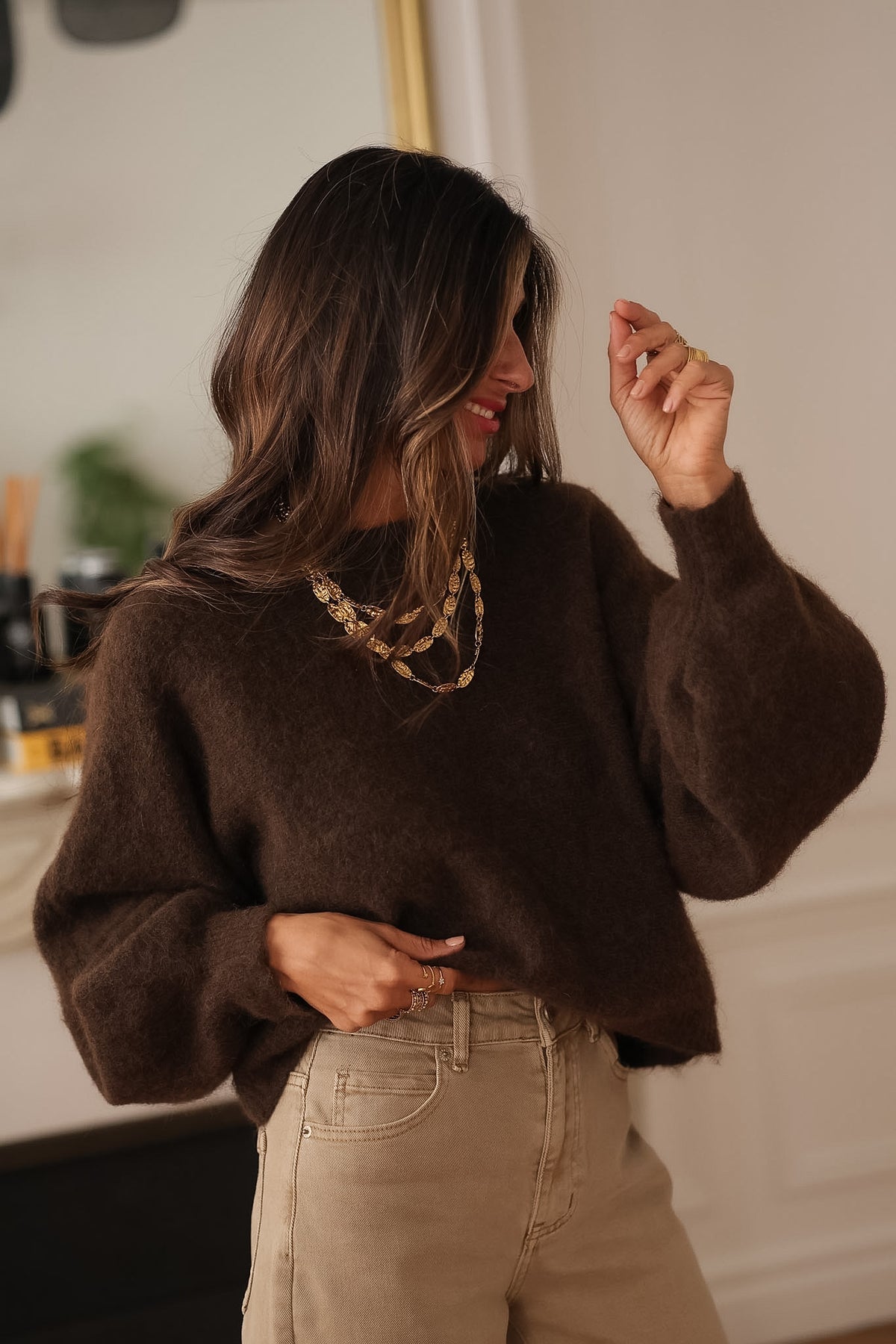 Pull Oria marron