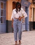 Jean Octave bleu clair, coupe mom taille mi-haute (vue 6)
