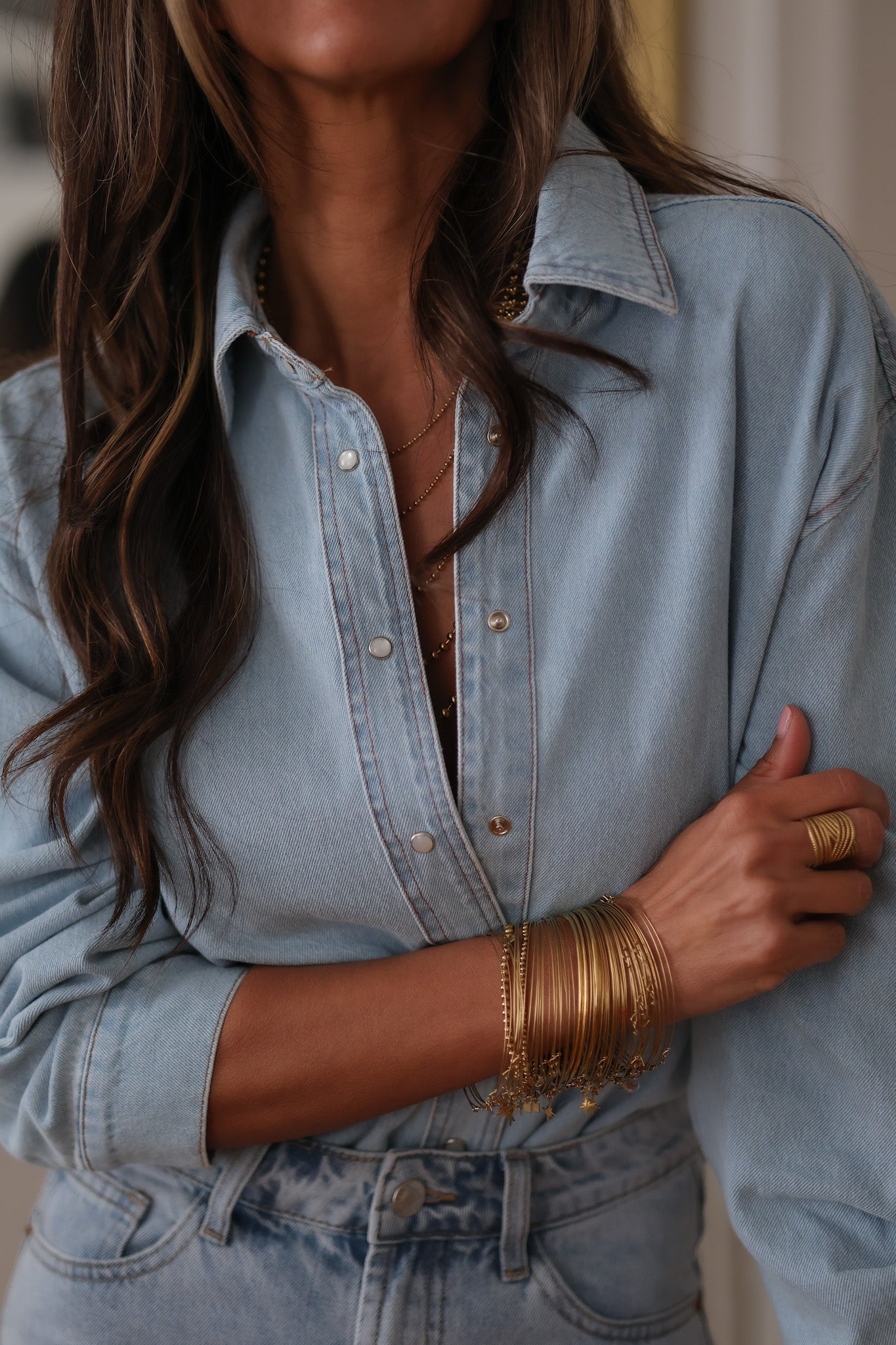 Chemise Evie en jean bleu clair