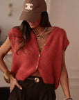 Gilet terracotta sans manches en mohair Noa (vue 2)