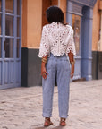 Top Erika blanc cropped, broderie anglaise festonnée (vue 9)