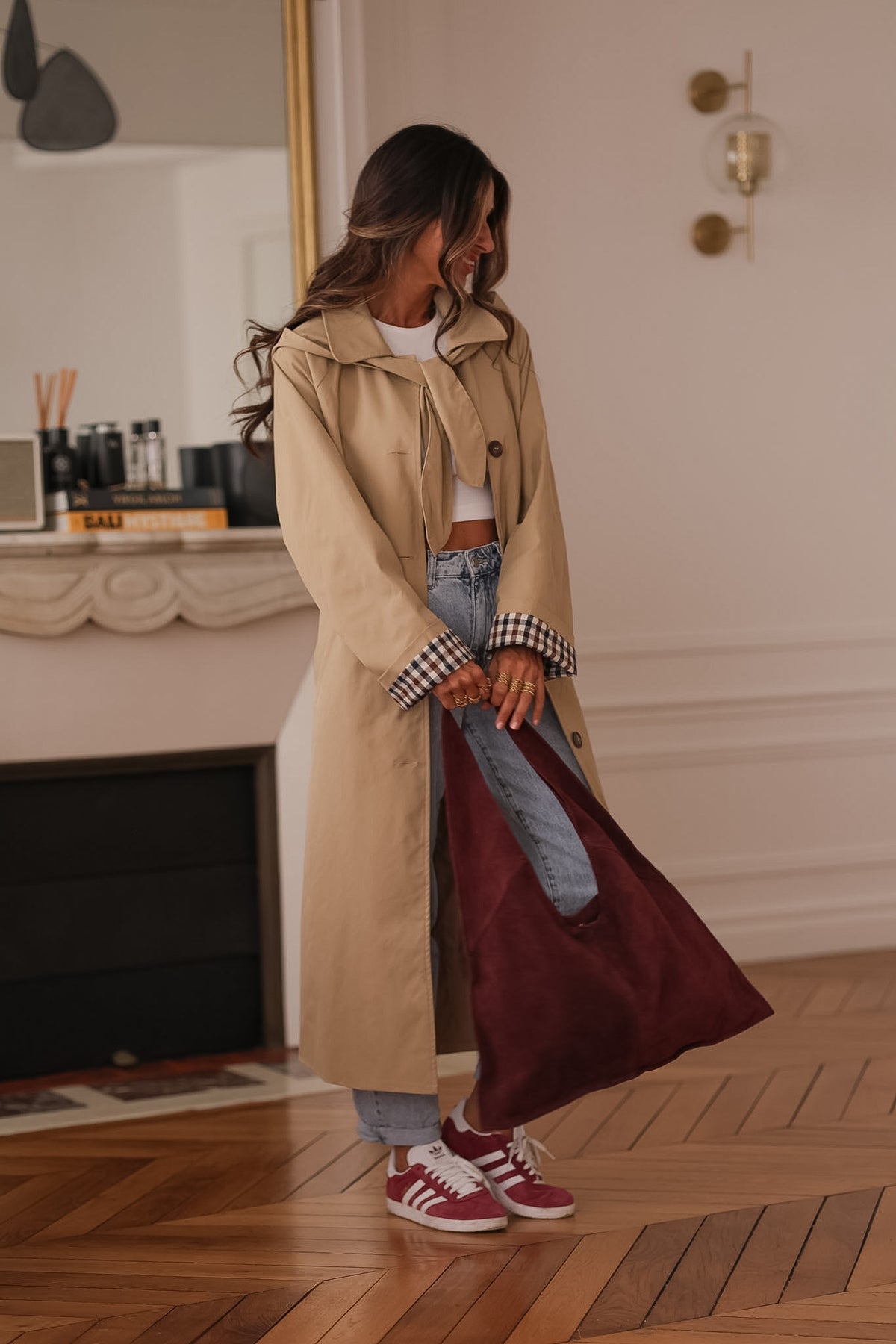 Trench long Sixtine beige