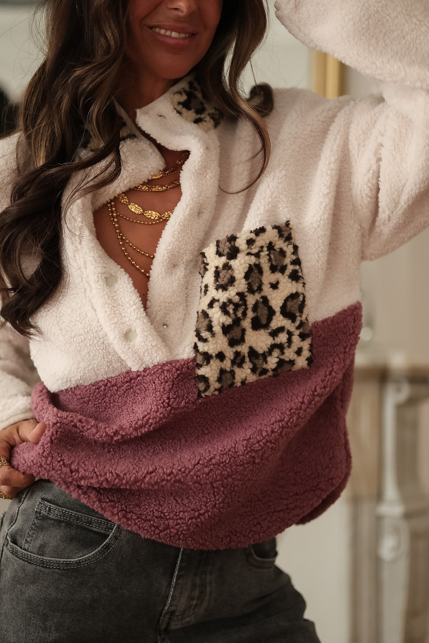 Polaire Alix bi-couleur rose
