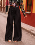 Pantalon femme noir large taille haute Rafael (vue 5)