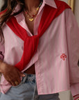 Chemise femme Sully en coton à rayures avec faux pull amovible (vue 2)