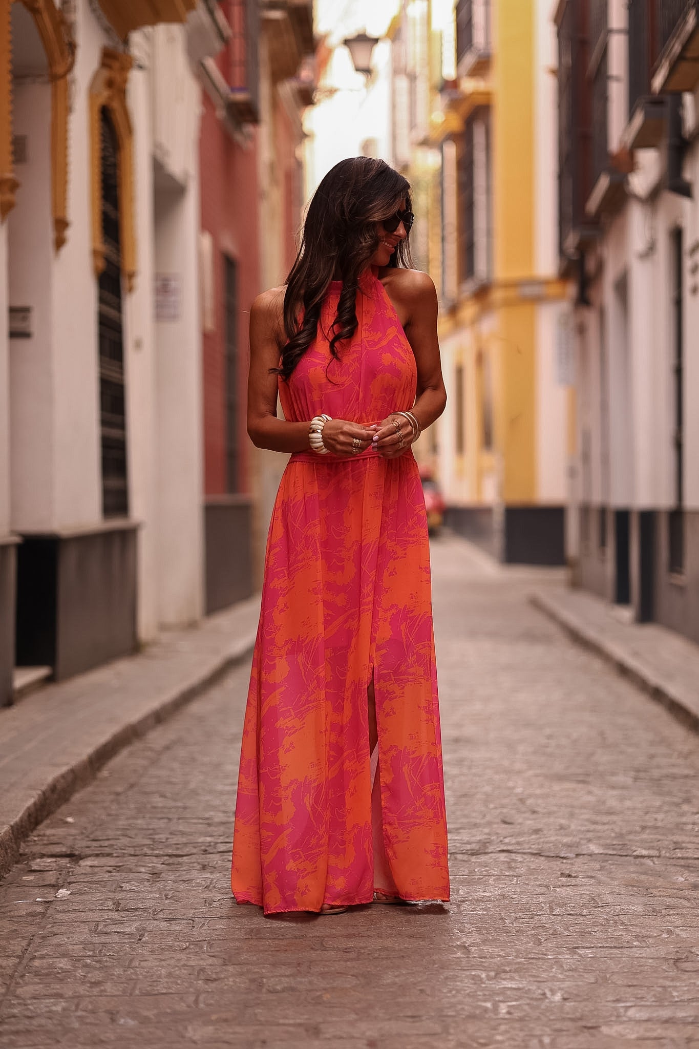 Robe Laly rose et orange