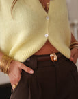 Ceinture Élia marron en cuir fine à fermoir doré