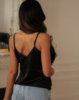 Caraco Liora noir satiné en dentelle (vue 7)