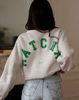 Sweat femme gris inscription "Matcha latte" col rond (vue 2)