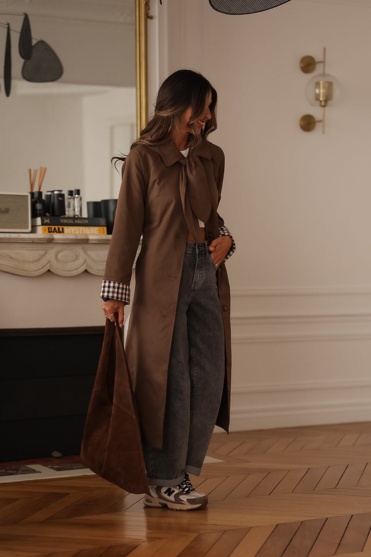 Trench long Sixtine marron