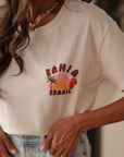 Tee-shirt femme blanc en coton imprimé Bahia Brasil (vue 3)