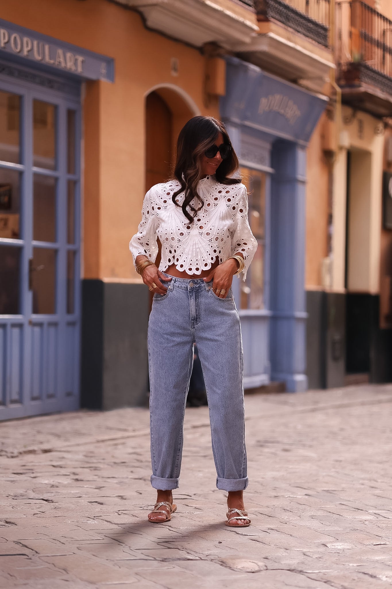 Jean Octave bleu clair, coupe mom taille mi-haute (vue 8)