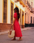 Robe Célinda longue rouge