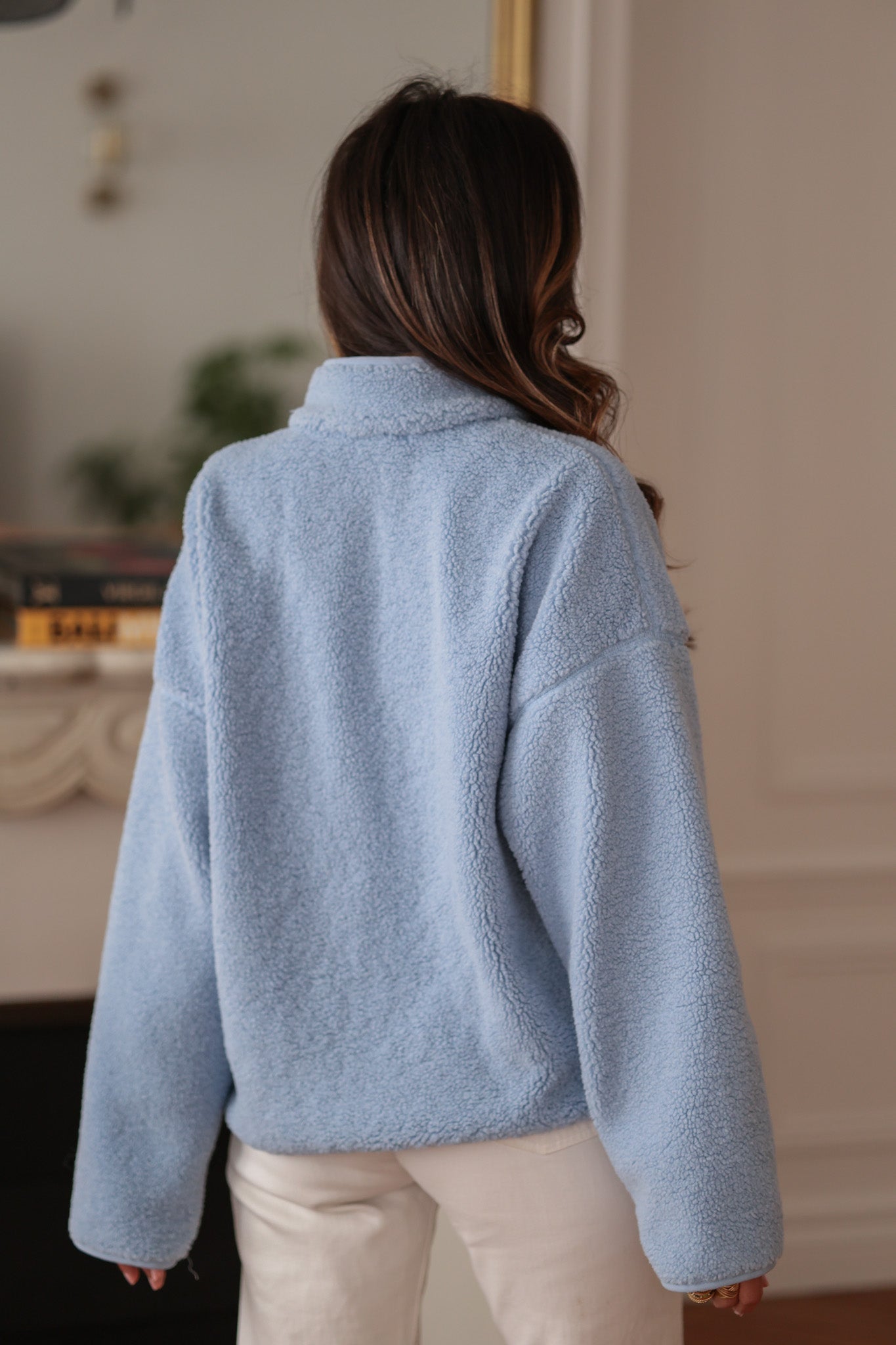 Polaire femme bleue à zip col montant (vue 8)