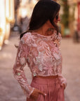 Top femme rose à sequins et broderies Numa (vue 8)