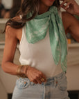 Bandana vert imprimé grand foulard