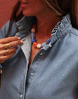 Robe femme en jean bleu clair manches courtes Sidonie (vue 6)