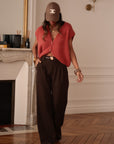 Gilet terracotta sans manches en mohair Noa (vue 4)