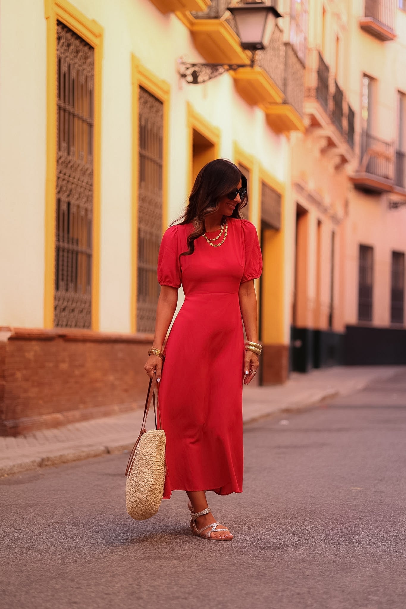 Robe Célinda longue rouge