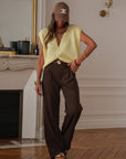 Gilet femme sans manches jaune en mohair (vue 6)