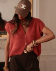 Gilet terracotta sans manches en mohair Noa (vue 6)