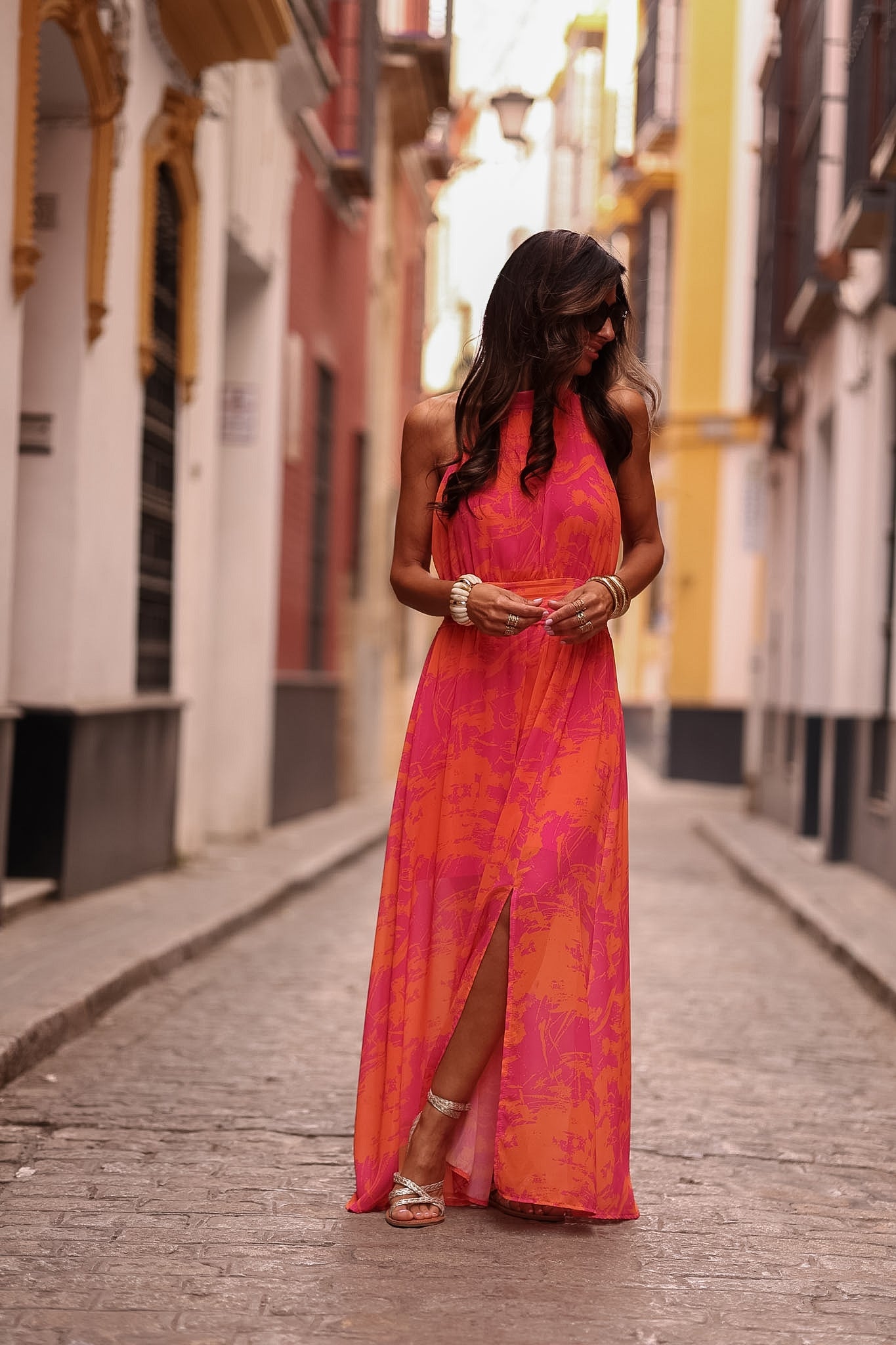 Robe Laly rose et orange